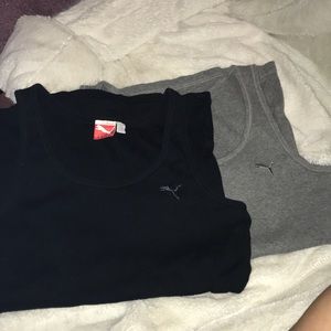 TWO puma ridged tank tops